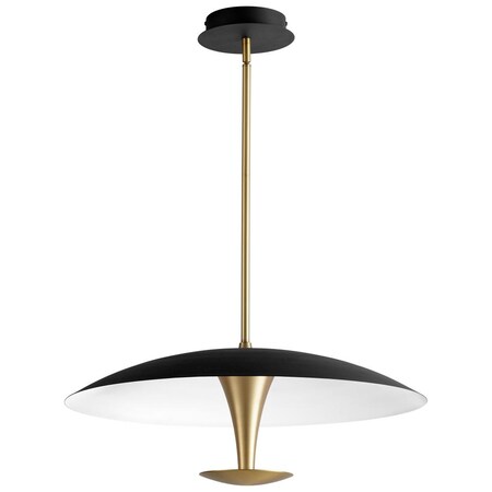 Oxygen Spacely Pendant, 1-Light, LED, Black, Aged Brass, Matte White Shade, 25.625"W (3-647-1540 42R2C) 3-647-1540